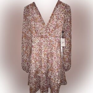 Japna Pink, Brown & Cream Floral Dress.